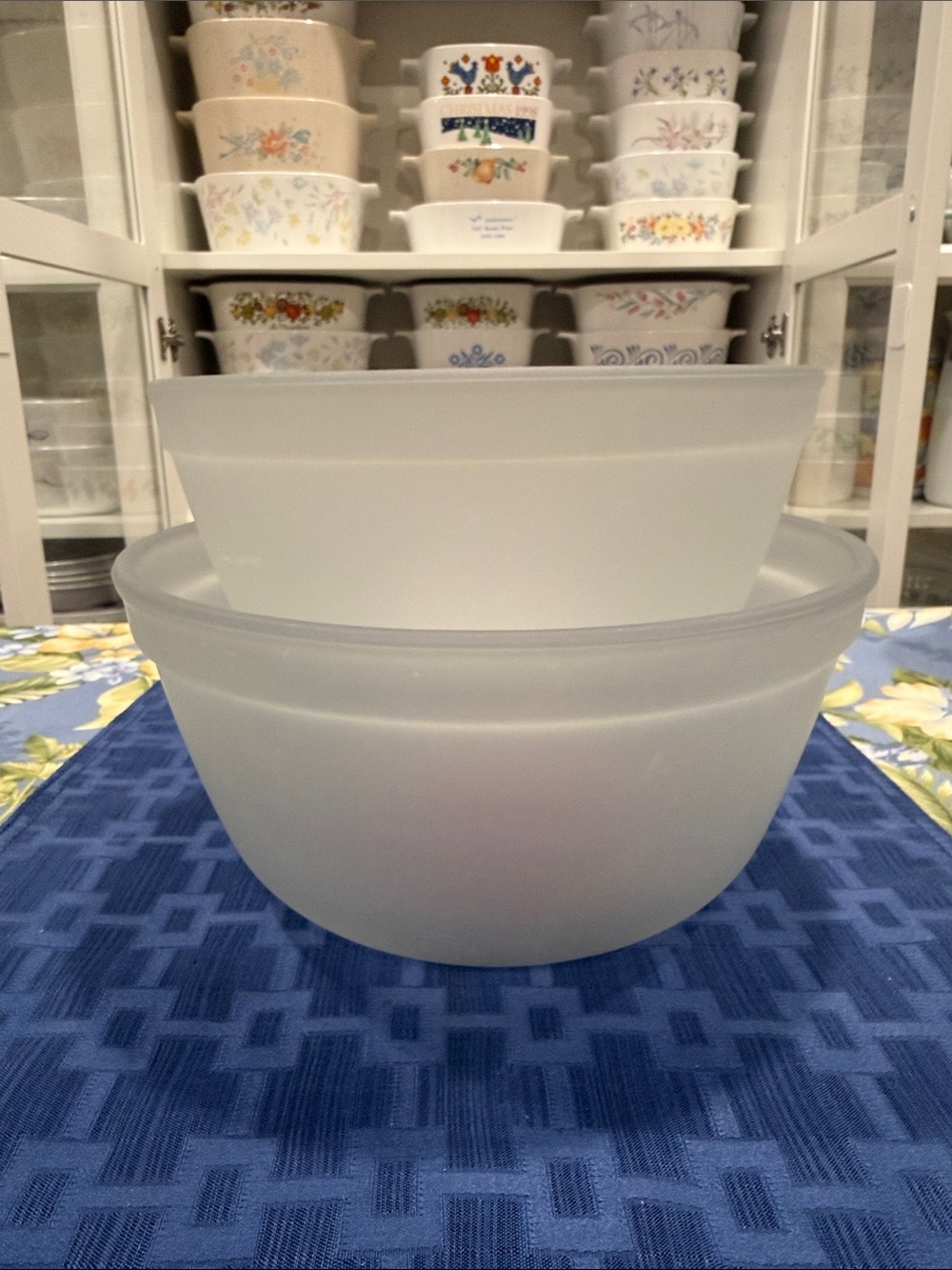 Rare Anchor Hocking Frosted Glass Mixing Bowls - 2-Piece Nesting Set